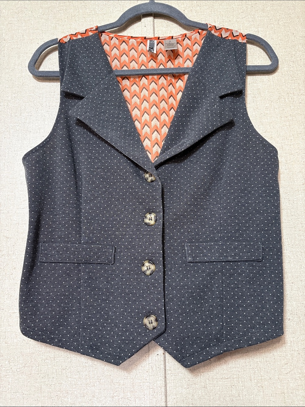 BKE Polka Dot Tailored Vest Sz Medium Academia Career WesternChic Preppy Chevron